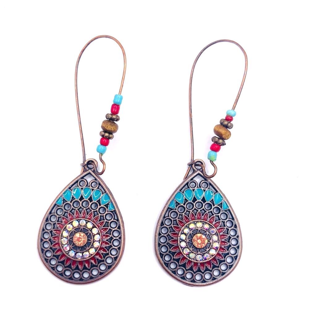 Brass western tribal dangle earrings